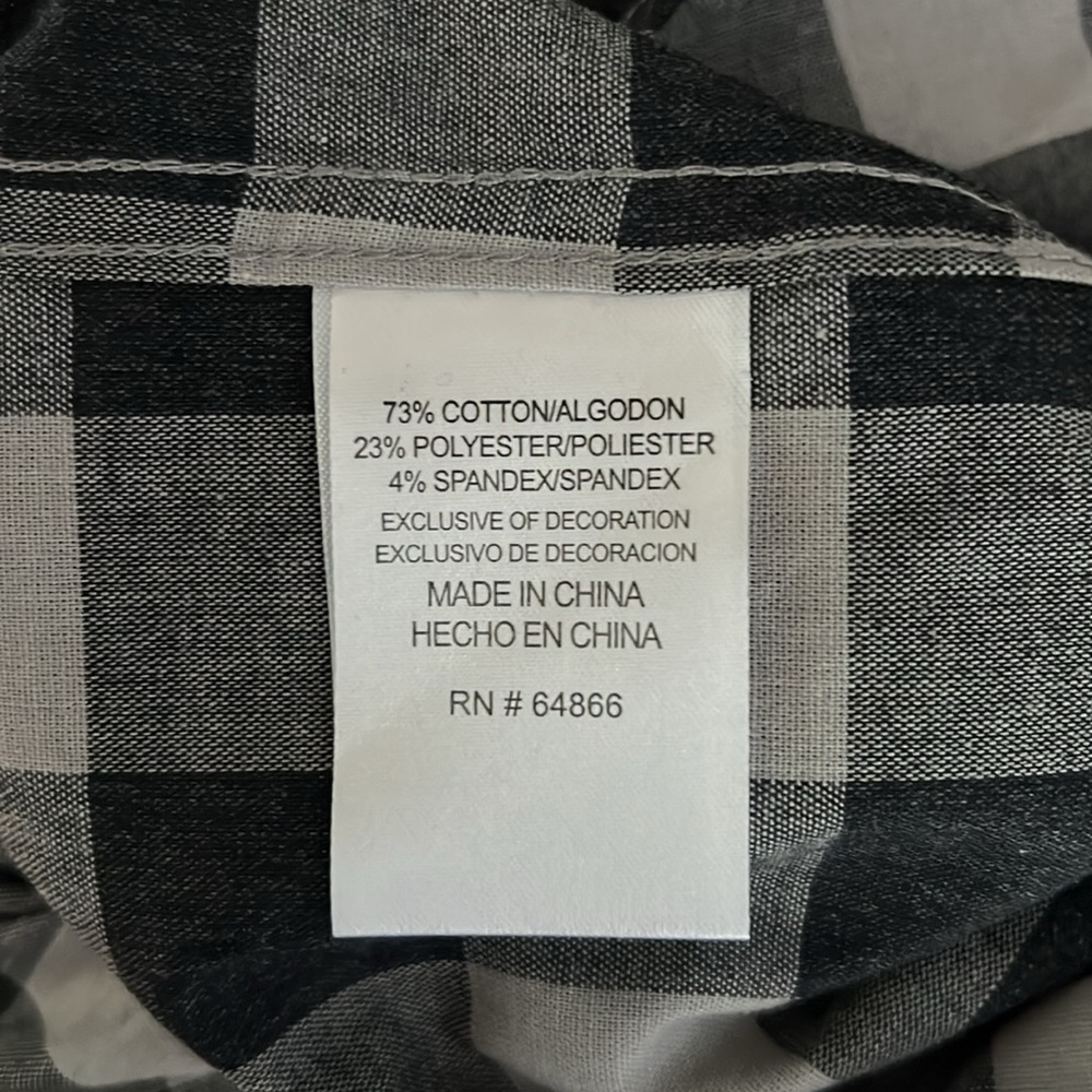 Lee Men's Black and White Buffalo Plaid Checkered Shirt Size Medium Casual - Picture 8 of 8